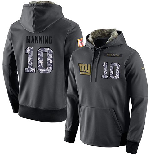 NFL Men's Nike New York Giants #10 Eli Manning Stitched Black Anthracite Salute to Service Player Performance Hoodie